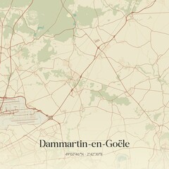 Retro map of Dammartin-en-Go�le, �le-de-France, France. Vintage street map.