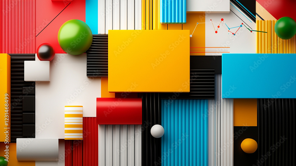 Aufkleber vibrant abstract composition with colorful geometric shapes and dynamic design