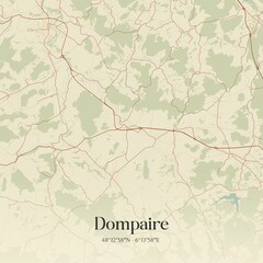 Retro map of Dompaire, Grand Est, France. Vintage street map.