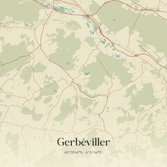 Retro map of Gerb�viller, Grand Est, France. Vintage street map.