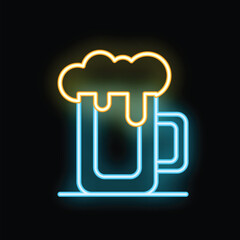 Neon sign depicting a overflowing mug of fresh beer with its characteristic foam