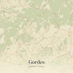 Retro map of Gordes, Provence-Alpes-C�te d'Azur, France. Vintage street map.