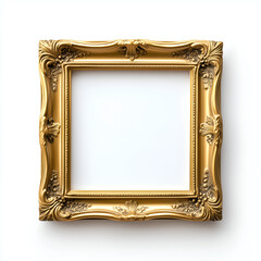 A decorative, ornate golden frame with a blank interior, ideal for showcasing artwork or photographs.