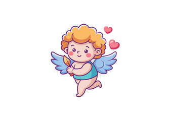 Cartoon lovely angel character. Love cupid vector icon isolated on white background