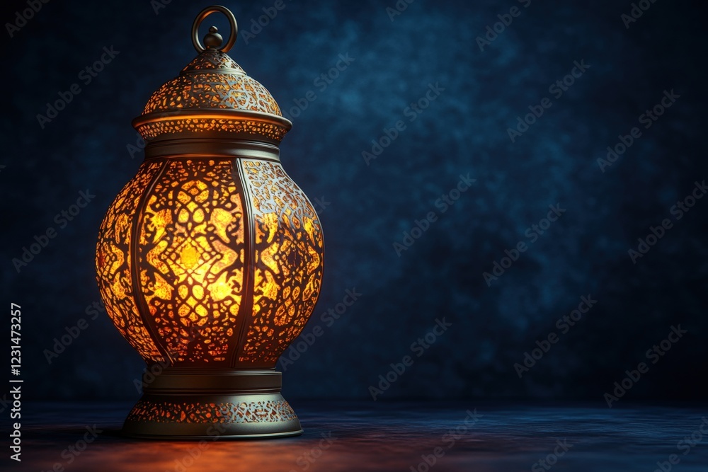 Poster glowing lantern illuminating dark background creating a warm and inviting atmosphere at night