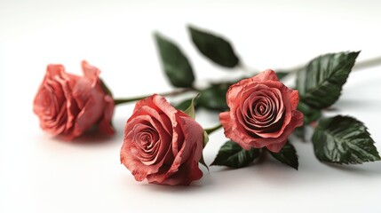 Beautiful Pink Roses Bouquet with Green Leaves and Soft Background