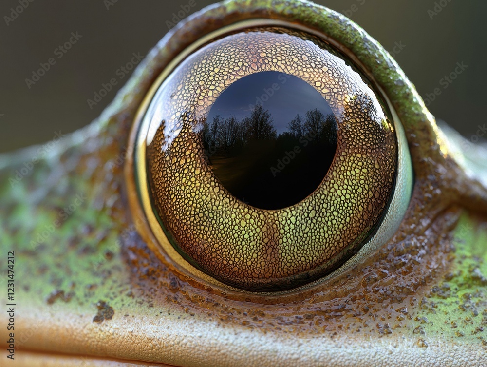 Canvas Prints Close-up of a frog's eye. AI.