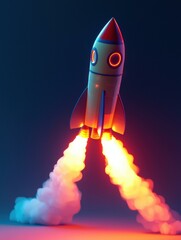 Obraz premium Rocket launch. AI.