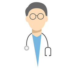 Fototapeta premium Doctor with stethoscope, Medical doctor wear glasses, therapist or surgeon, doctor consultation and medical research. Vector illustration design.