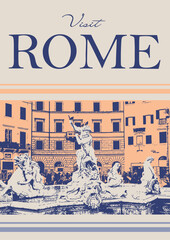 Vintage Travel Poster: Rome, Italy