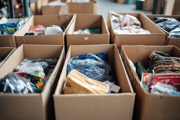 Close up Boxes of stuff preparing to donate to charity