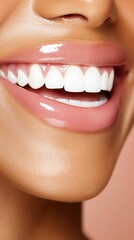 Obraz premium Radiant smile close-up studio soft lighting portrait oral health