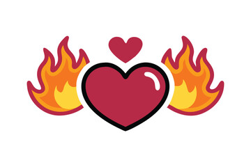 Heart icon with flames vector art illustration.eps
