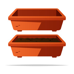 Rectangular planter pot vector isolated illustration