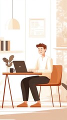 Fototapeta premium Image of a young man sitting outside working It's a new type of work. That is not limited to just the office. with a comfortable atmosphere