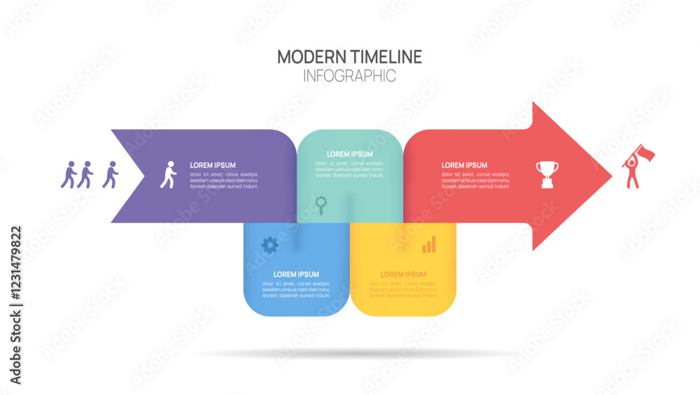 Wall mural Infographics arrow symbol timeline business steps to success template. vector illustration.