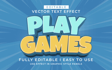 3d editable play games text effect typography style template