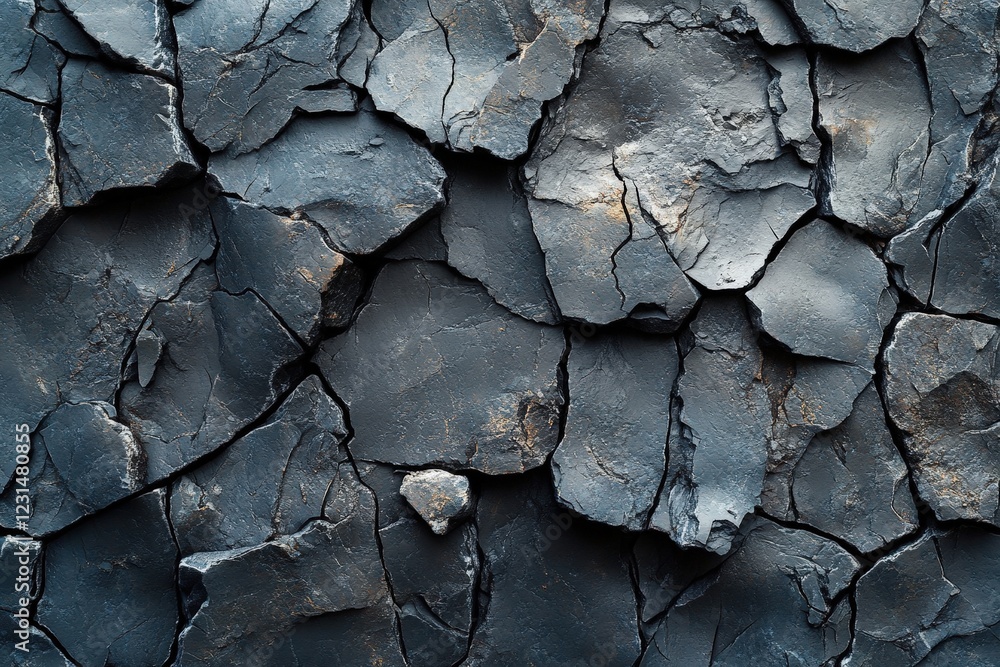 Poster close up view of a cracked surface showing texture and irregular patterns in natural light