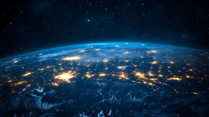 Obraz premium Earth from Space with Global Network Connections