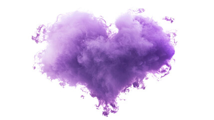 Fototapeta premium Purple heart shaped smoke cloud floating on transparent background
