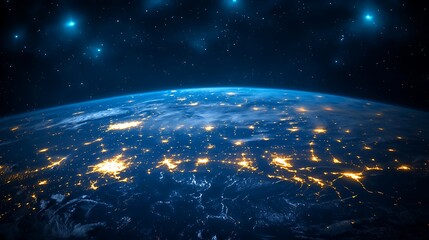 Obraz premium Earth from Space with Global Network Connections