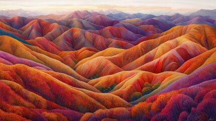 Vibrant Hues Of Rolling Hills In Autumn Landscape