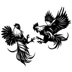Cockfighting | Rooster | Farmer Dad | Fighting Rooster | Farm Lover | Rooster Farming | Domestic Animal | Original Illustration | Vector and Clipart | Cutfile and Stencil