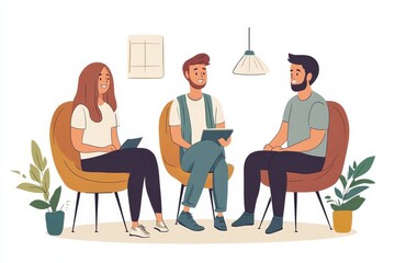 psychologist talking with a couple during mental therapy