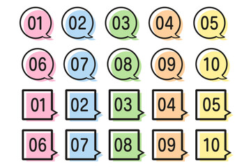 数字のアイコンセット-カラフル版ズレ風