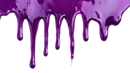 Purple paint dripping with transparent background