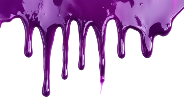 Purple paint dripping with transparent background