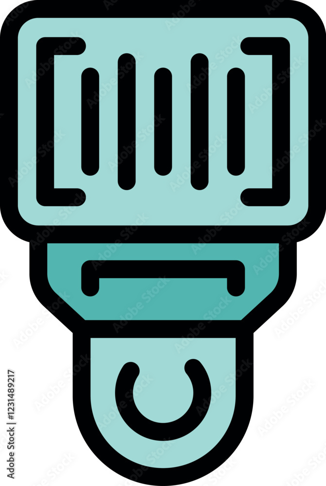 Poster barcode scanner is capturing product information using laser technology for efficient inventory mana