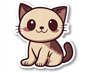 Obraz premium Cute cartoon cat sitting, white background, children's book illustration (3)