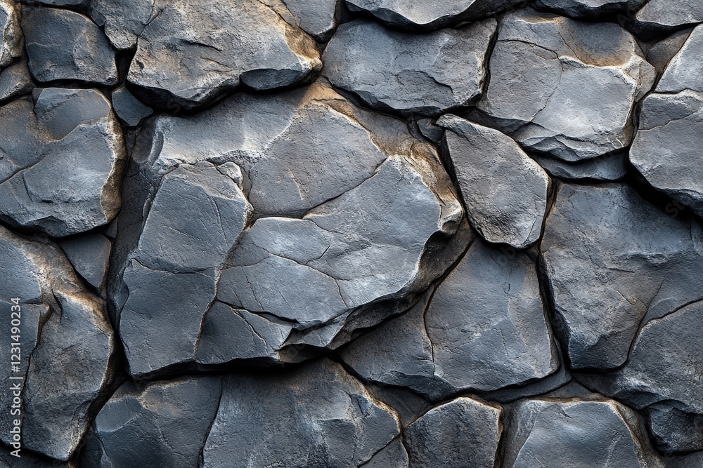 Poster close up view of textured rock wall with various colors and patterns in natural outdoor setting