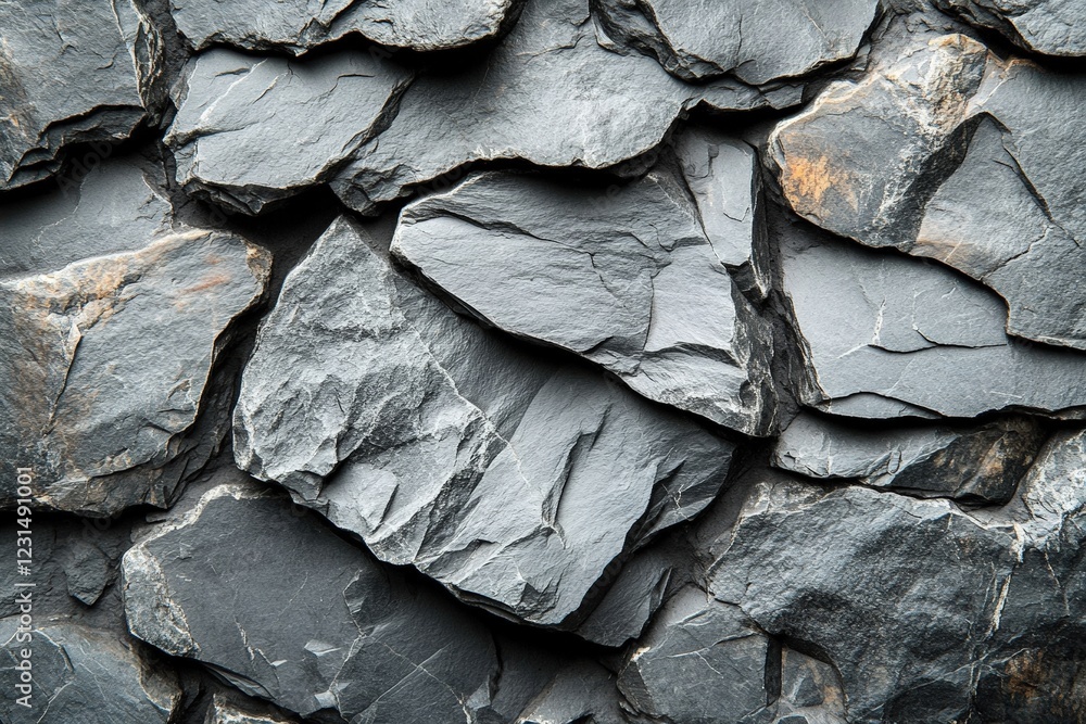 Poster close up view of a textured rock wall with various colors and patterns in natural formation