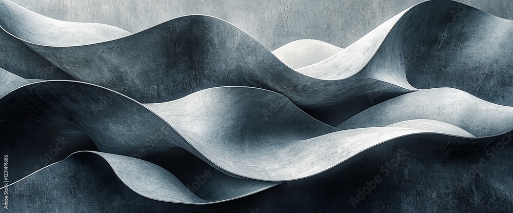 Poster abstract gray waves, undulating curves, flowing texture.