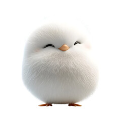 Fluffy 3D Cartoon Blob Creature Isolated on Transparent Background