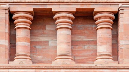 Fototapeta premium Red Stone Pillars Architectural Detail