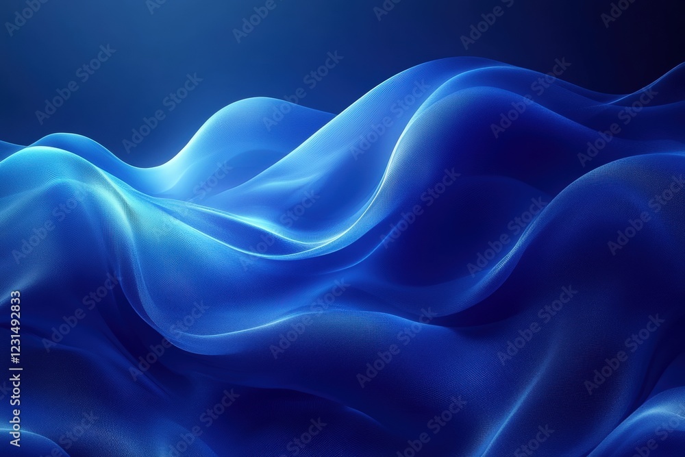 Poster blue water wave flowing on a dark background creating a dynamic and serene visual effect