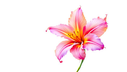 Fototapeta premium Botanical illustration of a stunning pink and orange flower with smooth, curved petals. The digital artwork captures the subtle color transitions and fine veins of each petal, creating a soft yet vibr