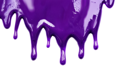 Glossy purple paint dripping with transparent background
