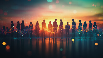 	
Abstract business team stands on the peak of success amid tall, innovative Smart city and graphs with statistics to analyze business potential and predict future developments in company growth.