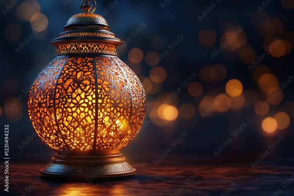 Poster lit candle on a table with blurred lights creating a warm and inviting atmosphere