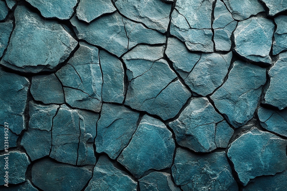 Aufkleber blue wall with visible cracks and texture in a weathered surface background for design or art use