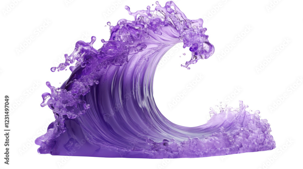 Poster purple wave splashing with transparent background