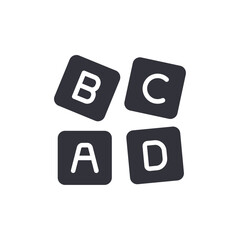 Alphabet toys solid icons, minimalist vector illustration ,simple transparent graphic element .Isolated on white background