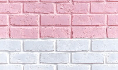 Fototapeta premium Light pink and white brick wall, Generative AI
