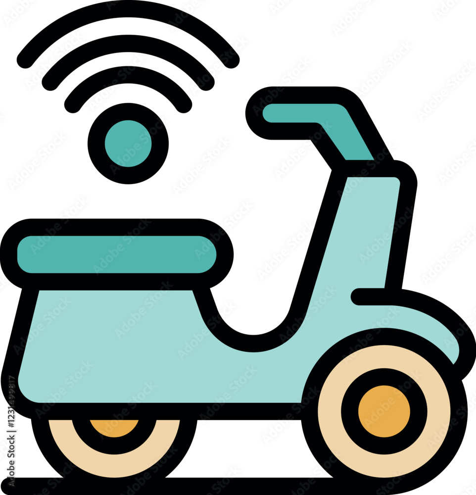 Poster electric scooter connected to wifi network using sharing app