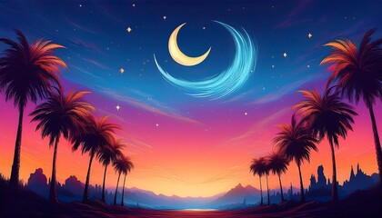 Elegant Ramadan Kareem Background with Lanterns, Crescent Moon, and Floral Patterns in Gold and Blue