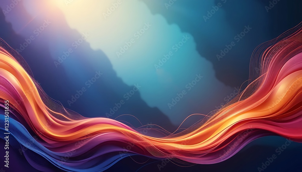 Poster abstract colorful waves flowing dynamically across a dark background